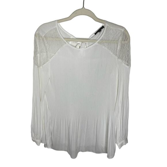 Adrianna Papell White Long Sleeve Tunic Flowy Shirt Womens size medium - Picture 1 of 5
